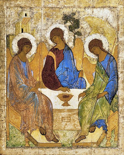 "Troitsa (Holy Trinity)" by Andrei Rublev, c. 1400-1410. Tempera on wood